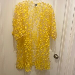 Anne Klein Yellow Sheer Floral Overlay